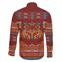 Oxblood Batik Papua-inspired Pattern Family Matching Long Sleeve Bodycon Dress and Hawaiian Shirt - Polynesian Pride