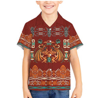 Oxblood Batik Papua-inspired Pattern Family Matching Mermaid Dress and Hawaiian Shirt - Polynesian Pride