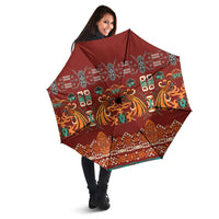 Oxblood Batik Papua-inspired Pattern Umbrella - Polynesian Pride
