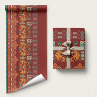 Oxblood Batik Papua-inspired Pattern Wrapping Paper LT9 58" × 23" Red - Polynesian Pride