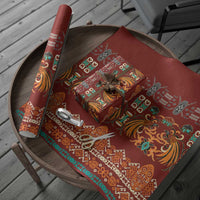 Oxblood Batik Papua-inspired Pattern Wrapping Paper LT9 - Polynesian Pride
