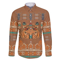 Terracotta Batik Papua-inspired Pattern Family Matching Long Sleeve Bodycon Dress and Hawaiian Shirt - Polynesian Pride