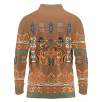 Terracotta Batik Papua-inspired Pattern Long Sleeve Polo Shirt - Polynesian Pride