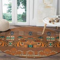 Terracotta Batik Papua-inspired Pattern Round Carpet - Polynesian Pride