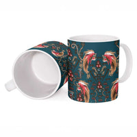 Dark Cyan Blue Bird of Batik Papua Ceramic Mug Exotic Natural Wealth of Papua - Polynesian Pride
