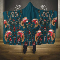 Dark Cyan Blue Bird of Batik Papua Hooded Blanket Exotic Natural Wealth of Papua - Polynesian Pride