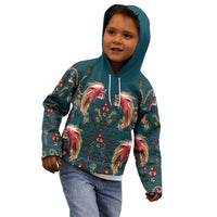 Dark Cyan Blue Bird of Batik Papua Kid Hoodie Exotic Natural Wealth of Papua - Polynesian Pride