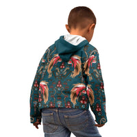 Dark Cyan Blue Bird of Batik Papua Kid Hoodie Exotic Natural Wealth of Papua - Polynesian Pride