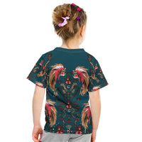Dark Cyan Blue Bird of Batik Papua Kid T Shirt Exotic Natural Wealth of Papua - Polynesian Pride