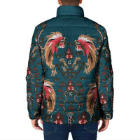 Dark Cyan Blue Bird of Batik Papua Padded Jacket Exotic Natural Wealth of Papua LT9 - Polynesian Pride
