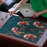 Dark Cyan Blue Bird of Batik Papua Puzzle Exotic Natural Wealth of Papua - Polynesian Pride