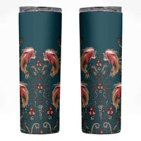 Dark Cyan Blue Bird of Batik Papua Skinny Tumbler Exotic Natural Wealth of Papua - Polynesian Pride