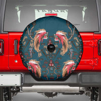 Dark Cyan Blue Bird of Batik Papua Spare Tire Cover Exotic Natural Wealth of Papua - Polynesian Pride