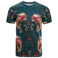 Dark Cyan Blue Bird of Batik Papua T Shirt Exotic Natural Wealth of Papua - Polynesian Pride