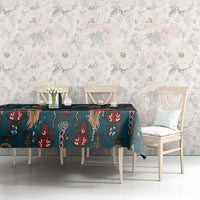 Dark Cyan Blue Bird of Batik Papua Tablecloth Exotic Natural Wealth of Papua - Polynesian Pride