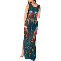 Dark Cyan Blue Bird of Batik Papua Tank Maxi Dress Exotic Natural Wealth of Papua - Polynesian Pride