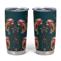 Dark Cyan Blue Bird of Batik Papua Tumbler Cup Exotic Natural Wealth of Papua - Polynesian Pride