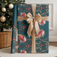 Dark Cyan Blue Bird of Batik Papua Wrapping Paper Exotic Natural Wealth of Papua - Polynesian Pride