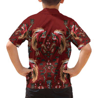 Oxblood Bird of Batik Papua Family Matching Long Sleeve Bodycon Dress and Hawaiian Shirt Exotic Natural Wealth of Papua - Polynesian Pride