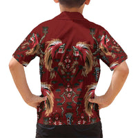 Oxblood Bird of Batik Papua Family Matching Short Sleeve Bodycon Dress and Hawaiian Shirt Exotic Natural Wealth of Papua - Polynesian Pride