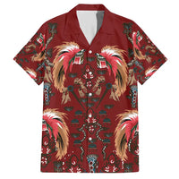 Oxblood Bird of Batik Papua Family Matching Short Sleeve Bodycon Dress and Hawaiian Shirt Exotic Natural Wealth of Papua - Polynesian Pride