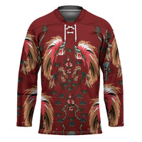 Oxblood Bird of Batik Papua Hockey Jersey Exotic Natural Wealth of Papua LT9 Unisex Red - Polynesian Pride
