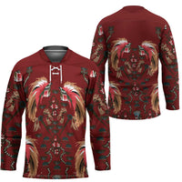 Oxblood Bird of Batik Papua Hockey Jersey Exotic Natural Wealth of Papua LT9 - Polynesian Pride