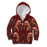 Oxblood Bird of Batik Papua Kid Hoodie Exotic Natural Wealth of Papua - Polynesian Pride