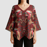 Oxblood Bird of Batik Papua Kimono Sleeve Blouse Exotic Natural Wealth of Papua - Polynesian Pride