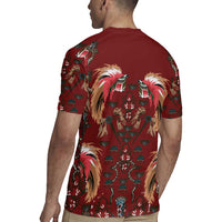 Oxblood Bird of Batik Papua Rugby Jersey Exotic Natural Wealth of Papua - Polynesian Pride