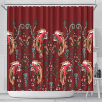 Oxblood Bird of Batik Papua Shower Curtain Exotic Natural Wealth of Papua - Polynesian Pride