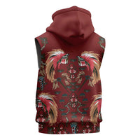 Oxblood Bird of Batik Papua Sleeveless Zip Hoodie Exotic Natural Wealth of Papua - Polynesian Pride