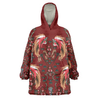 Oxblood Bird of Batik Papua Wearable Blanket Hoodie Exotic Natural Wealth of Papua - Polynesian Pride