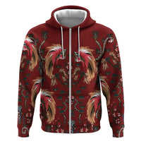 Oxblood Bird of Batik Papua Zip Hoodie Exotic Natural Wealth of Papua - Polynesian Pride