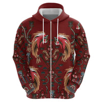 Oxblood Bird of Batik Papua Zip Hoodie Exotic Natural Wealth of Papua - Polynesian Pride
