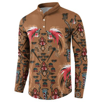 Terracotta Bird of Batik Papua Button Sweatshirt Exotic Natural Wealth of Papua LT9 - Polynesian Pride