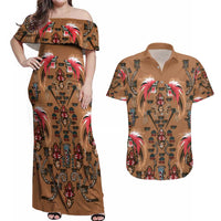Terracotta Bird of Batik Papua Couples Matching Off Shoulder Maxi Dress and Hawaiian Shirt Exotic Natural Wealth of Papua - Polynesian Pride