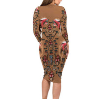 Terracotta Bird of Batik Papua Family Matching Long Sleeve Bodycon Dress and Hawaiian Shirt Exotic Natural Wealth of Papua - Polynesian Pride