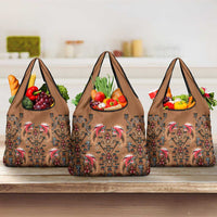 Terracotta Bird of Batik Papua Grocery Bag Exotic Natural Wealth of Papua LT9 3-pack One Size Gold - Polynesian Pride