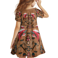 Terracotta Bird of Batik Papua Kid Short Sleeve Dress Exotic Natural Wealth of Papua - Polynesian Pride