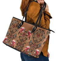 Terracotta Bird of Batik Papua Leather Tote Bag Exotic Natural Wealth of Papua - Polynesian Pride