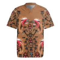 Terracotta Bird of Batik Papua Rugby Jersey Exotic Natural Wealth of Papua - Polynesian Pride