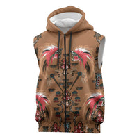 Terracotta Bird of Batik Papua Sleeveless Zip Hoodie Exotic Natural Wealth of Papua LT9 Gold - Polynesian Pride
