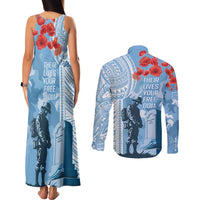 FSM Verterans Day Couples Matching Tank Maxi Dress and Long Sleeve Button Shirt Their Lives Your Freedom