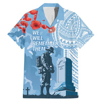 FSM Verterans Day Family Matching Mermaid Dress and Hawaiian Shirt Their Lives Your Freedom LT9 Dad's Shirt - Short Sleeve Blue - Polynesian Pride