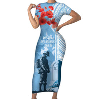 FSM Verterans Day Family Matching Short Sleeve Bodycon Dress and Hawaiian Shirt Their Lives Your Freedom LT9 Mom's Dress Blue - Polynesian Pride