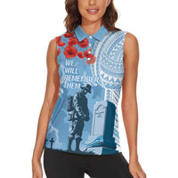 FSM Verterans Day Women Sleeveless Polo Shirt Their Lives Your Freedom LT9 - Polynesian Pride
