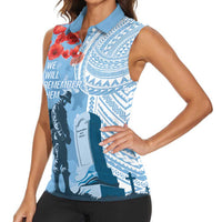 FSM Verterans Day Women Sleeveless Polo Shirt Their Lives Your Freedom LT9 - Polynesian Pride