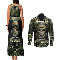 Veterans Day Couples Matching Tank Maxi Dress and Long Sleeve Button Shirt War Never Leaves A Veteran Proud Military