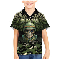 Veterans Day Family Matching Mermaid Dress and Hawaiian Shirt War Never Leaves A Veteran Proud Military LT9 Son's Shirt Black - Polynesian Pride